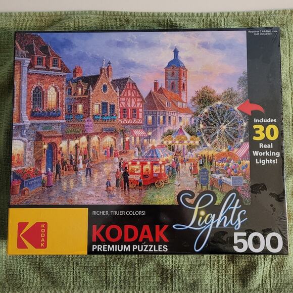 New Kodak Beary Patch Park Premium 500 pc Lighted Jigsaw Puzzle Sealed - Picture 1 of 14